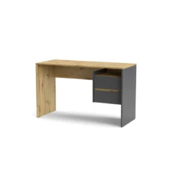 Tavolo Scrivania 130cm Rovere e Antracite con 2 Cassetti Laterali