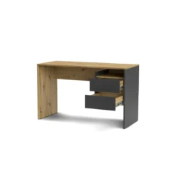 Tavolo Scrivania 130cm Rovere e Antracite con 2 Cassetti Laterali