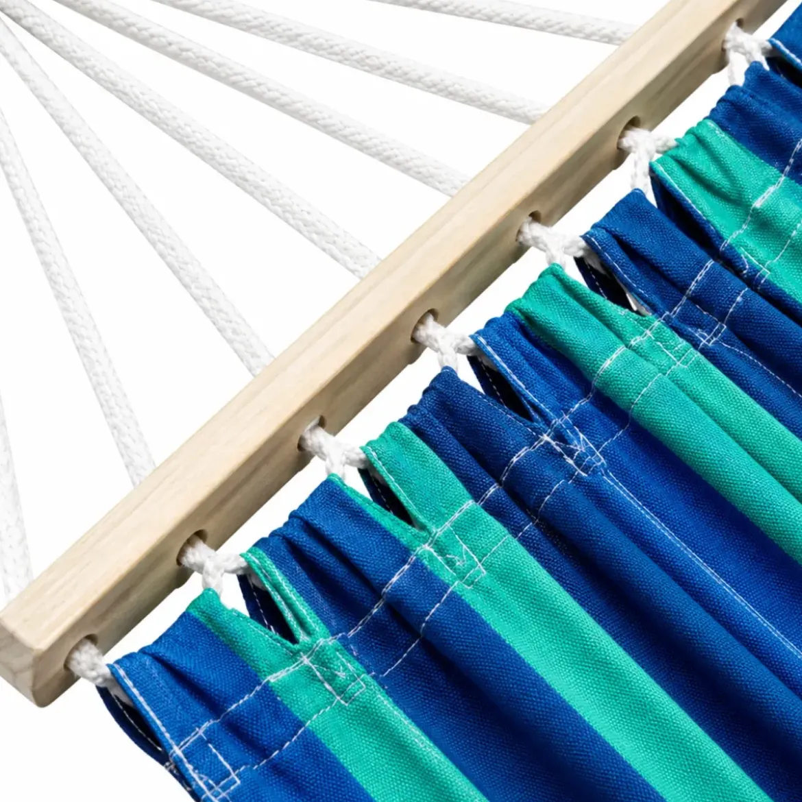 Telo Amaca con Asse in Legno 80x200 cm da Esterno Cotone Blu Verde