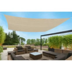 Telo a Vela Ombreggiante Quadrato 3x3 m Beige per Giardino Terrazzo