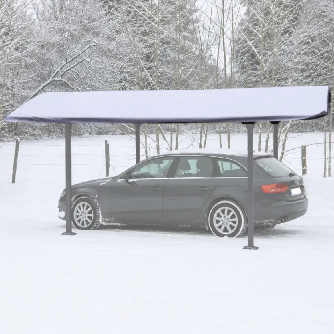 Telo per Tettoia Carport 485x300 cm Grigio Antracite PVC 280 g/m2