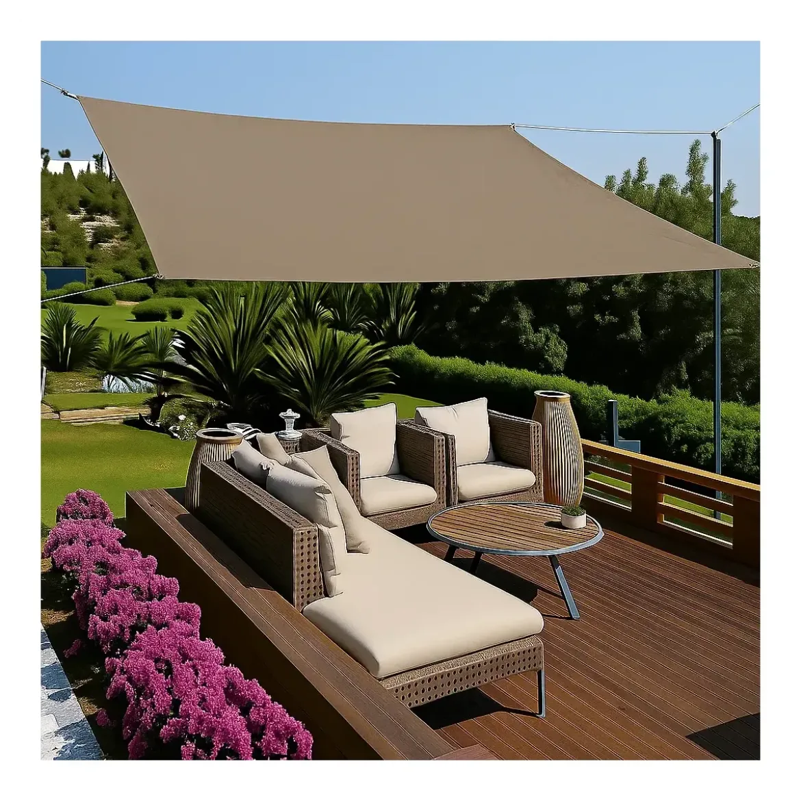 Tenda a Vela Quadrata 3x3 m Tortora Ombreggiante per Giardino e Terrazzo