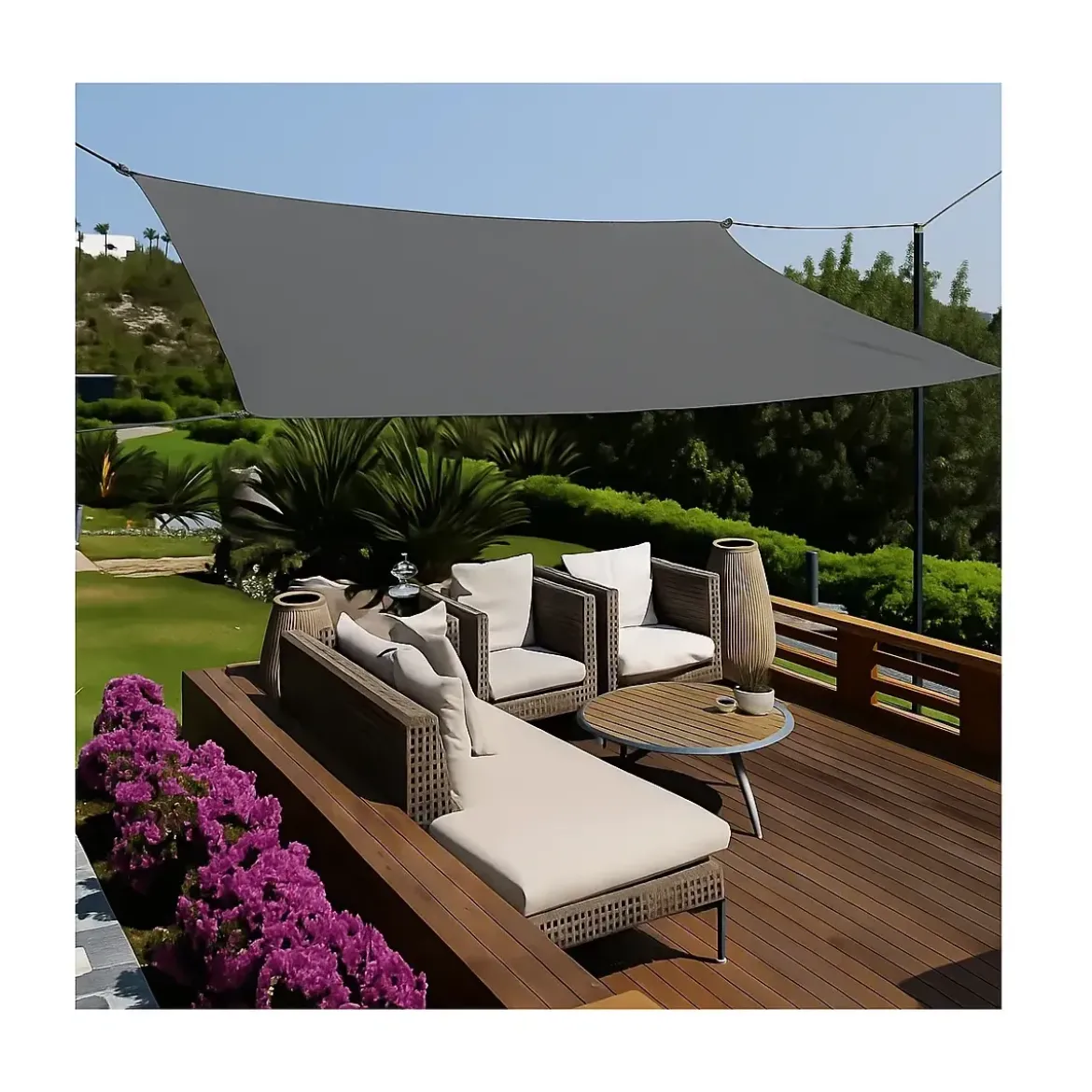 Tenda a Vela Rettangolare 4x5 m Antracite Impermeabile da Esterno
