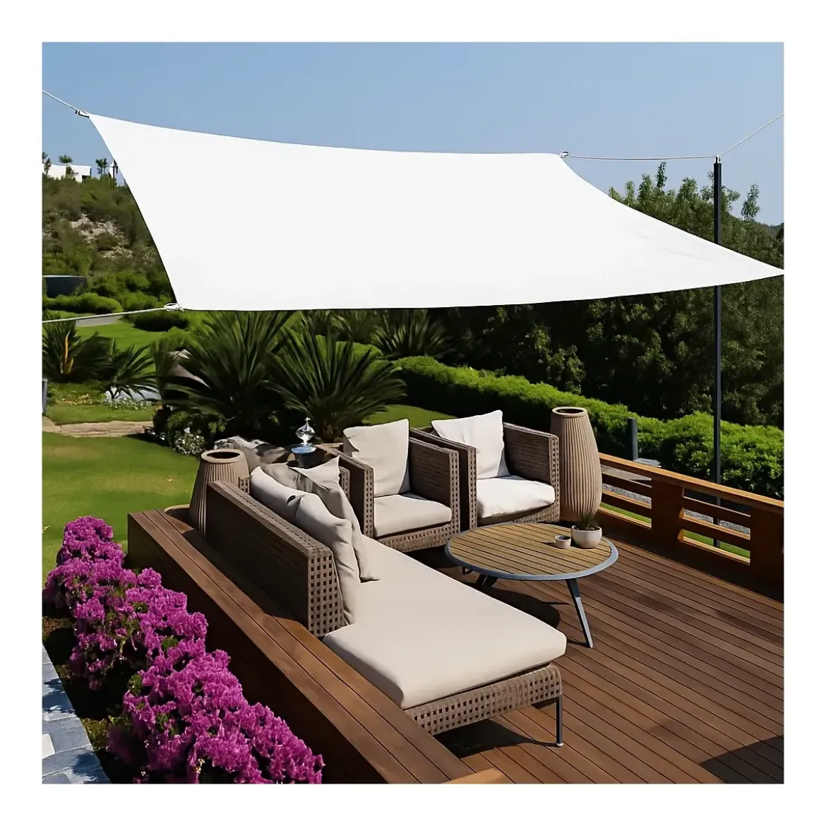 Tenda a Vela Rettangolare 4x5 m Bianco Impermeabile da Esterno