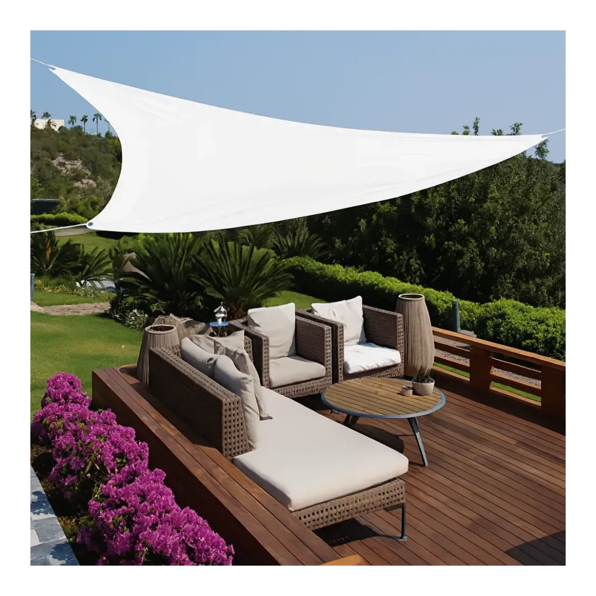 Tenda a Vela Triangolare 3x3 m Bianco per Ombreggiare Giardino e Terrazzo