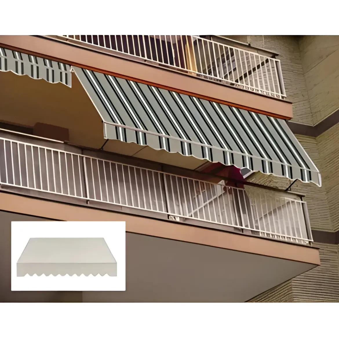 Tenda da Sole a Caduta 100x245 cm Balcone Alluminio Poliestere Tortora