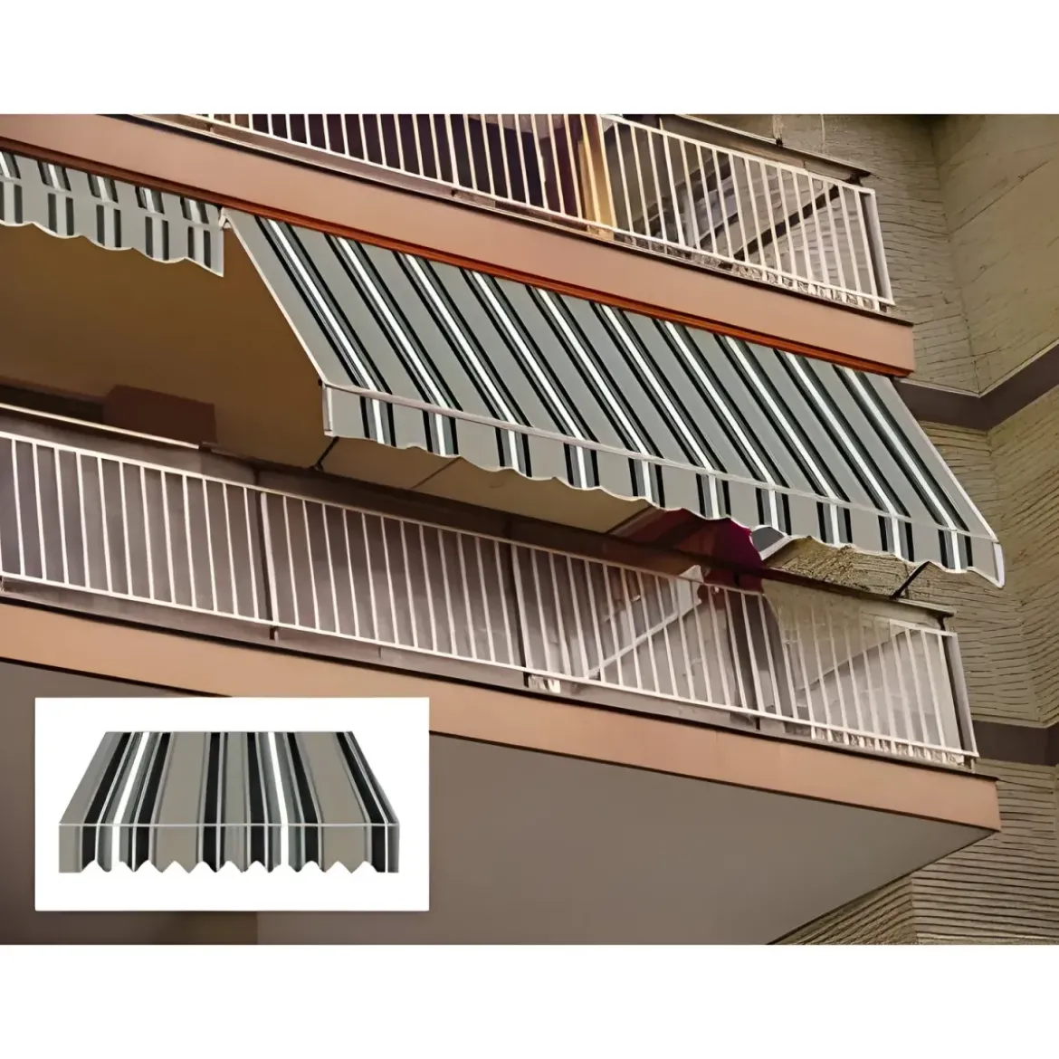 Tenda da Sole a Caduta 100x245 cm per Balcone Poliestere Verde