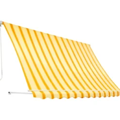 Tenda da Sole a Caduta 250x250 cm Rigato Giallo Bianco Senza Cassone