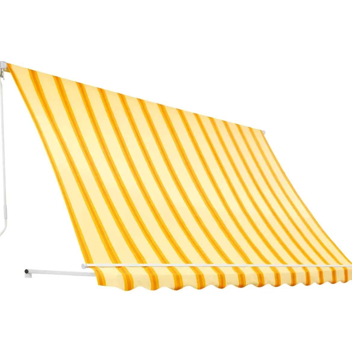 Tenda da Sole a Caduta 300x250 Riga Giallo Bianco Bracci Senza Cassone