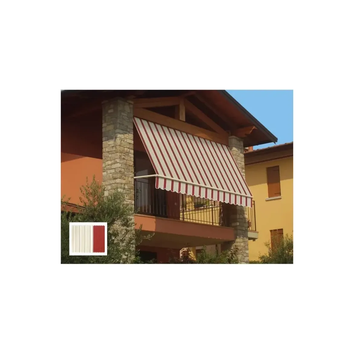 Tenda da Sole a Caduta 400x300 Riga Rossa con Bracci Senza Cassone