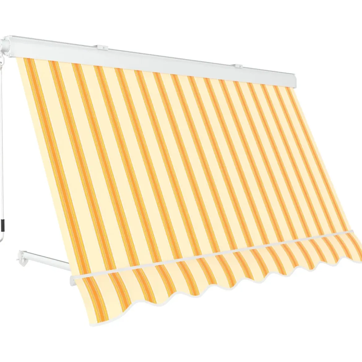 Tenda da Sole a Caduta 80x250 Rigato Giallo Bianco Cassonata da Esterno