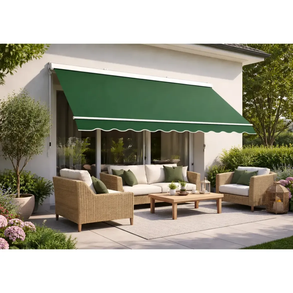 Tenda da Sole a Caduta 80x250 Verde Cassonata con Bracci da Esterno