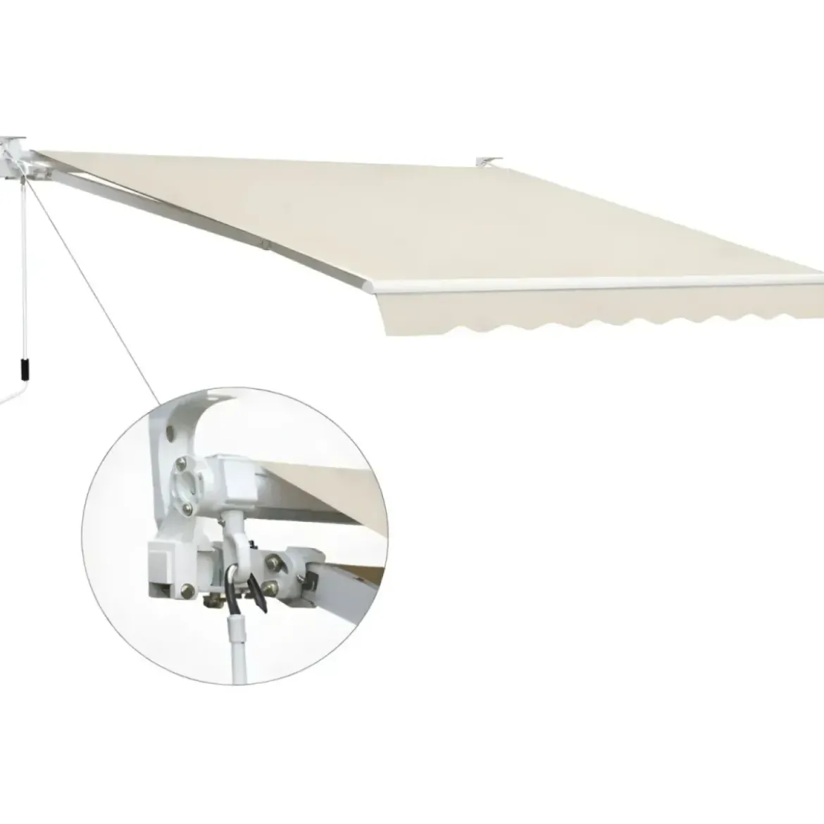 Tenda da Sole Avvolgibile a Barra Quadra 250x200 cm Beige da Esterno