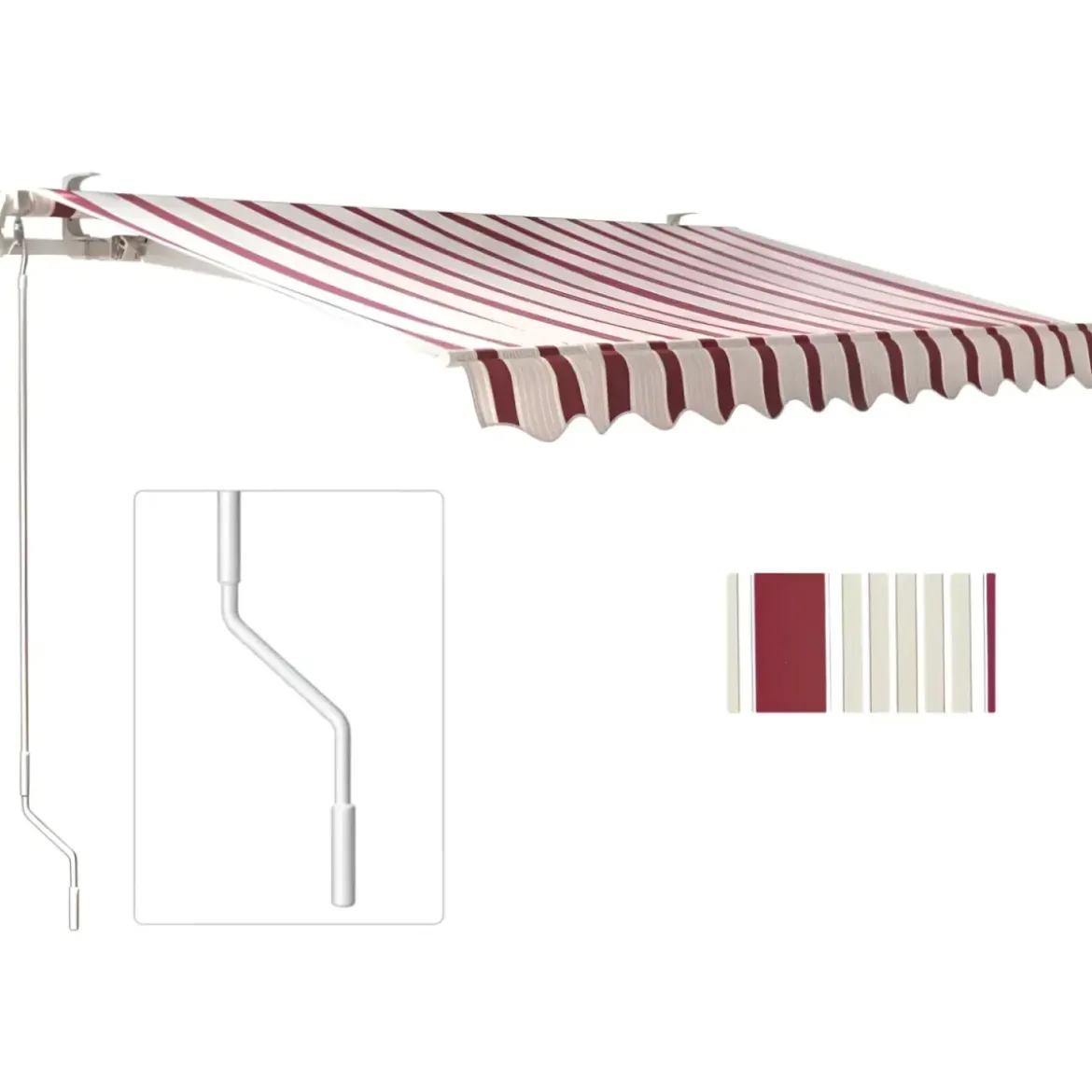 Tenda da Sole Avvolgibile Barra Quadra 400x300 cm Bordeaux Crema