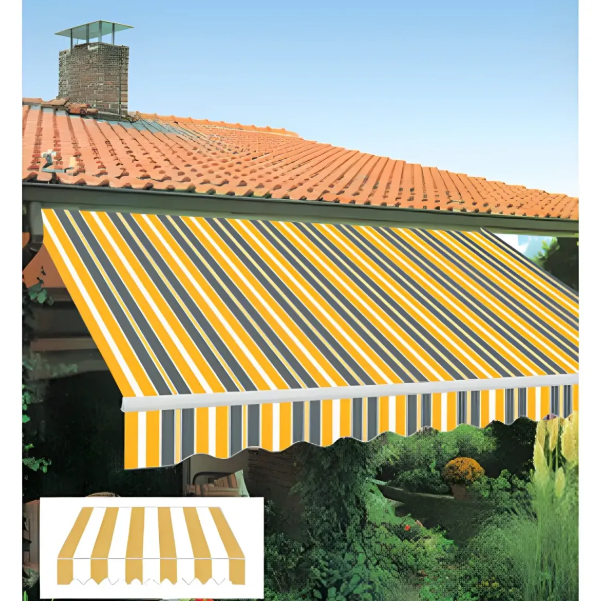 Tenda da Sole Avvolgibile 395x250 cm Bracci Retrattili Bianco Giallo
