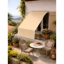 Tenda da Sole Cotone 140x300 Beige Lavabile Anelli Ganci Sacchetto