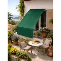 Tenda da Sole Cotone 140x250 Verde Lavabile Anelli Ganci Sacchetto