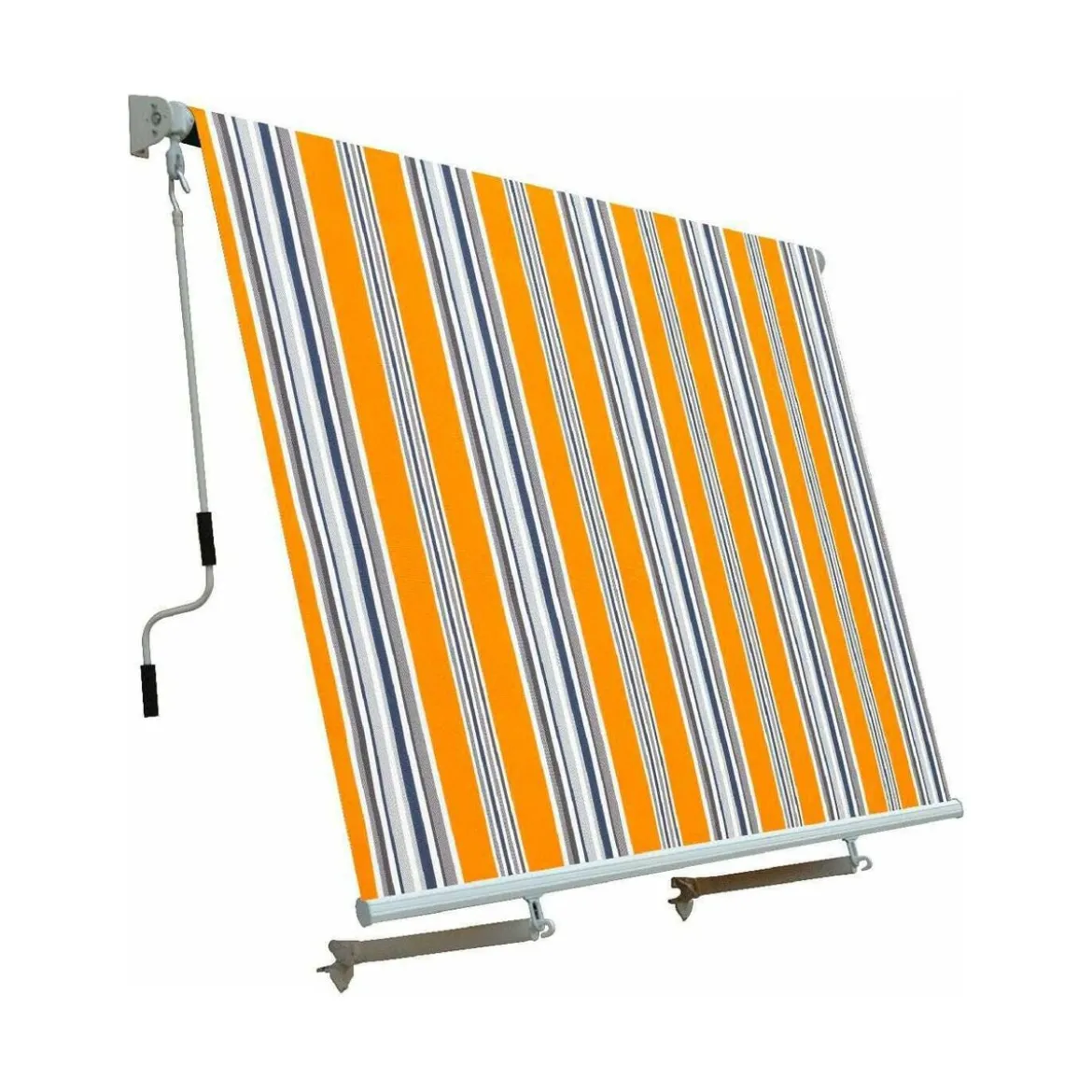 Tenda da Sole Riga Gialla 300x245 a Caduta con Bracci Balconi Moderna Esterno