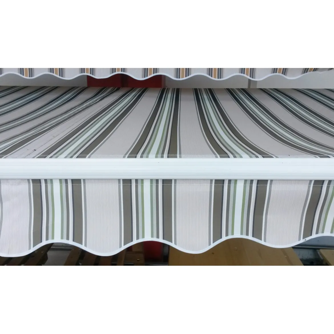 Tenda da Sole 300x200 a Bracci Retrattili Righe Verde Rullo per Esterno Terrazzo