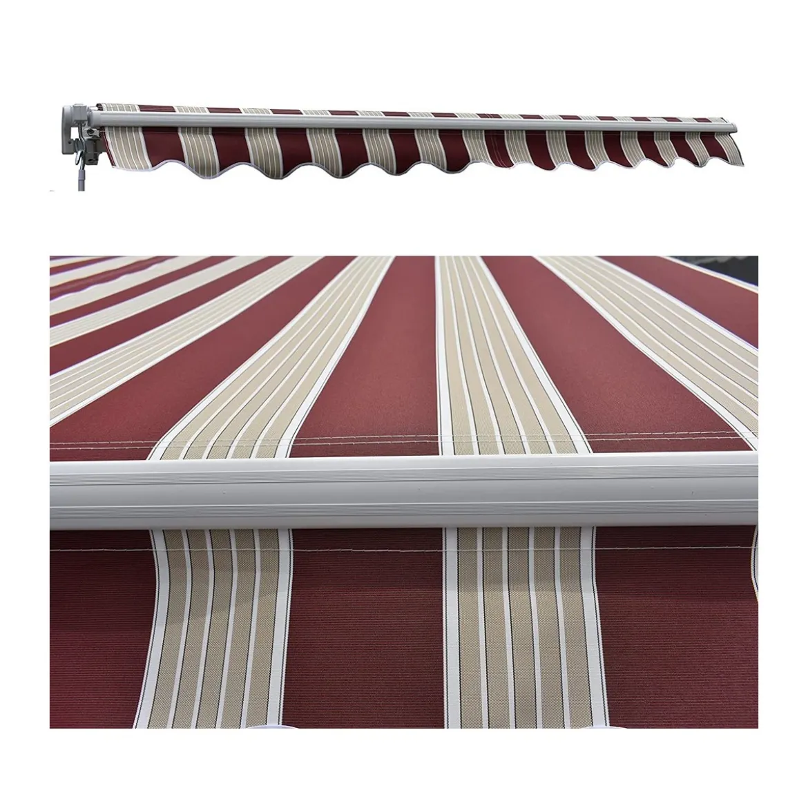 Tenda da Sole 300x200 a Bracci Retrattili Righe Rossa Rullo per Esterno Terrazzo