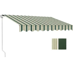 Tenda da Sole 400x250 Rigata Verde Bianco Barra Quadra Avvolgibile
