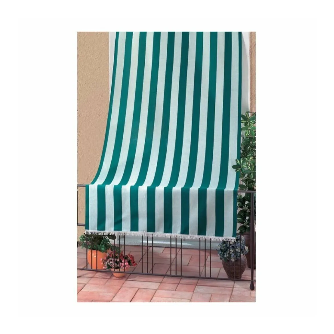 Tenda Parasole 140x250 Riga Bianco Verde a Soffitto per Terrazzo Balcone