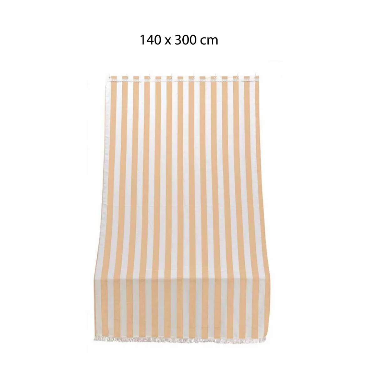 Tenda Righe Parasole 140x300 Beige a Soffitto con Anelli per Terrazzo