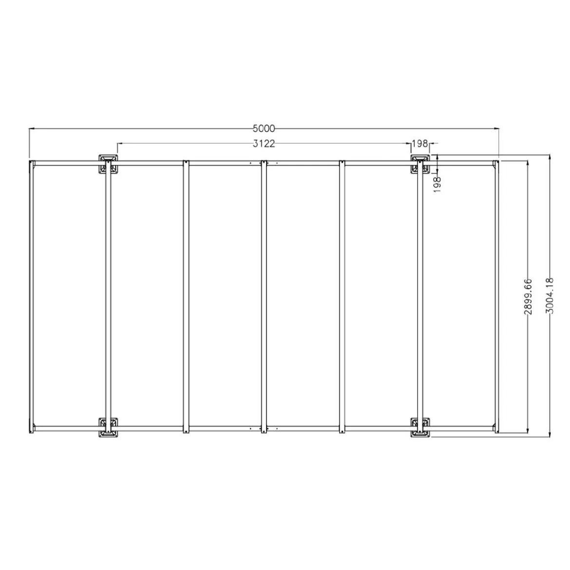 Tettoia in Alluminio 3x5 metri Carport Policarbonato Gazebo Posto Auto