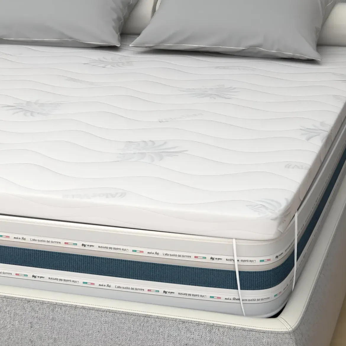 Topper Memory Foam Una Piazza e Mezza 120x195 cm h5 Sfoderabile Aloe