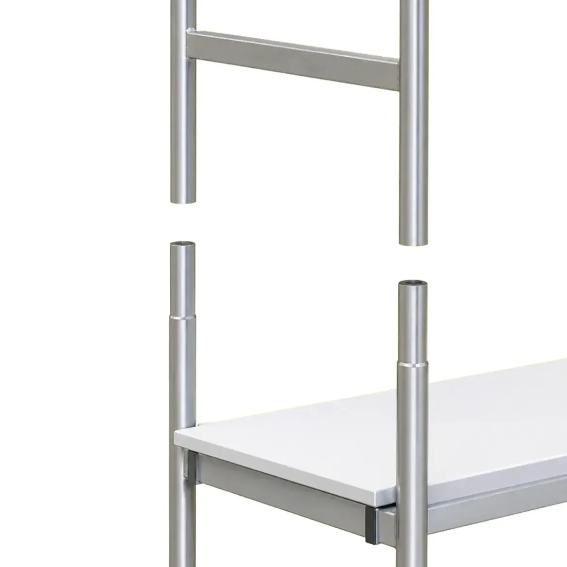 Trabattello in Acciaio 62x144x142 cm con Ruote Pedana in Legno