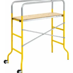 Trabattello in Acciaio 62x144x142 cm con Ruote Pedana in Legno