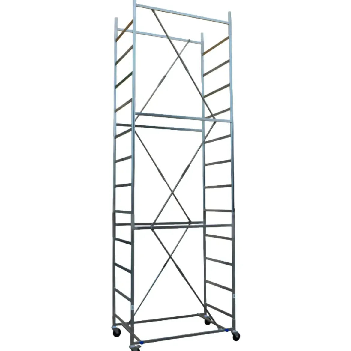 Trabattello Ponteggio Acciaio Altezza 510 cm Mezzopiano Ruote Girevoli