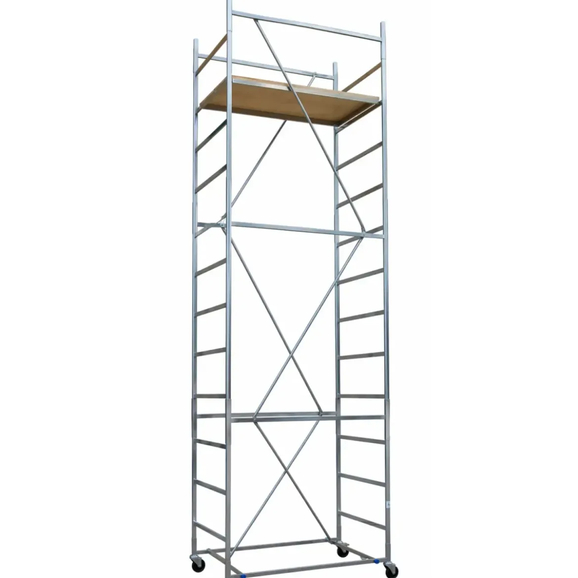 Trabattello Ponteggio Acciaio Altezza 510 cm Mezzopiano Ruote Girevoli