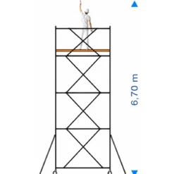 Trabattello Ponteggio Acciaio Piano Parapetto Stabilizzatori 670 cm