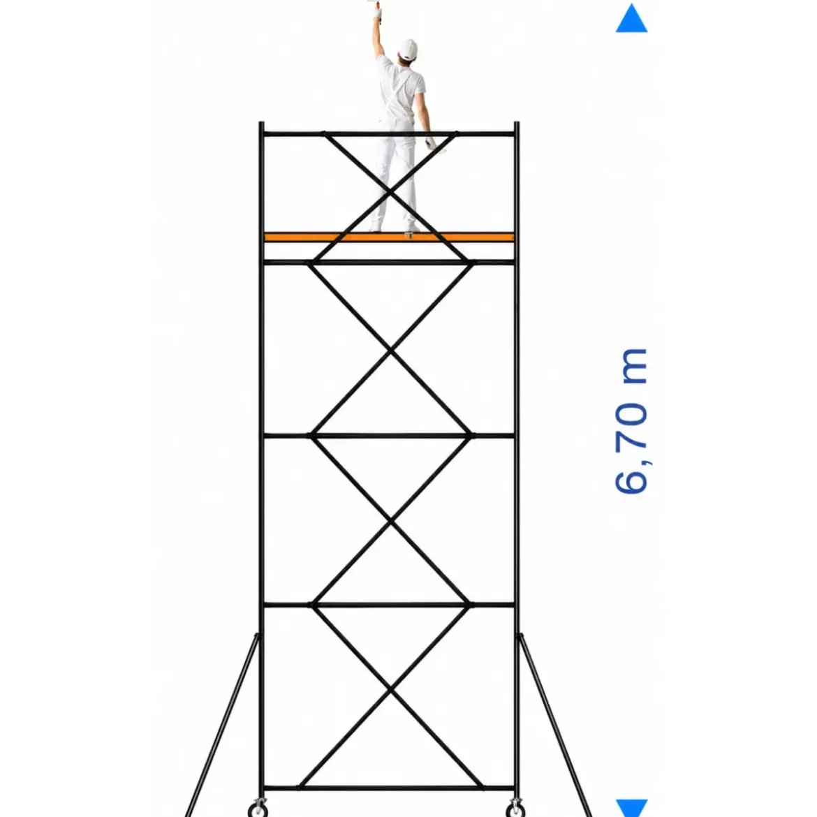 Trabattello Ponteggio Acciaio Piano Parapetto Stabilizzatori 670 cm