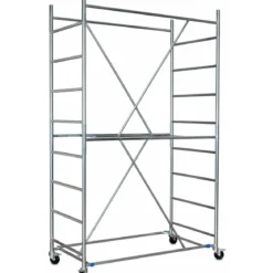 Trabattello Ponteggio Acciaio 160x80 cm Mezzopiano Ruote Lavoro 390 cm