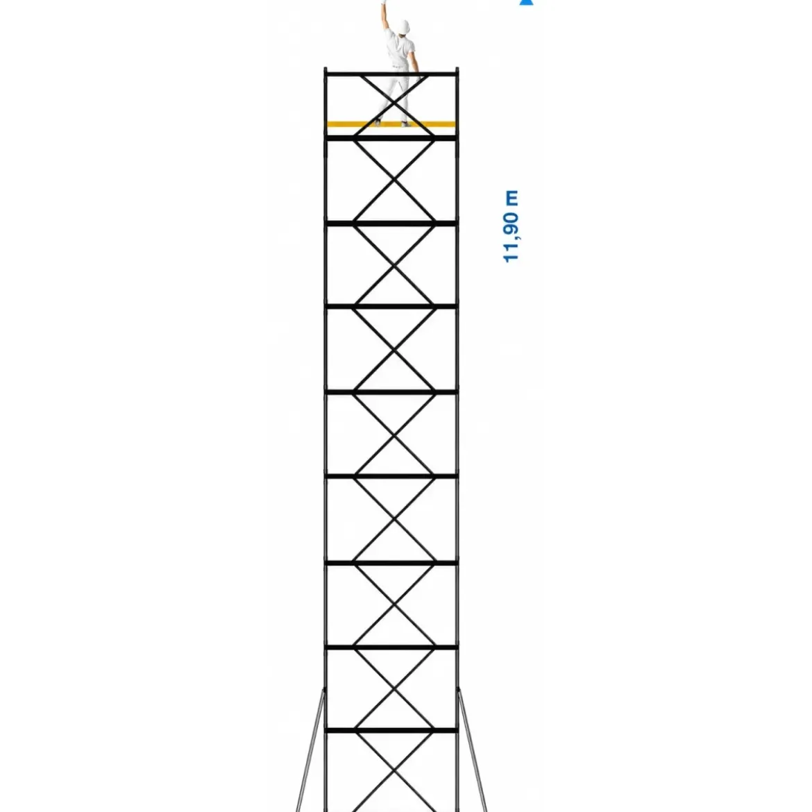 Trabattello Ponteggio Lavoro 1190 cm Professionale con Piano Parapetto