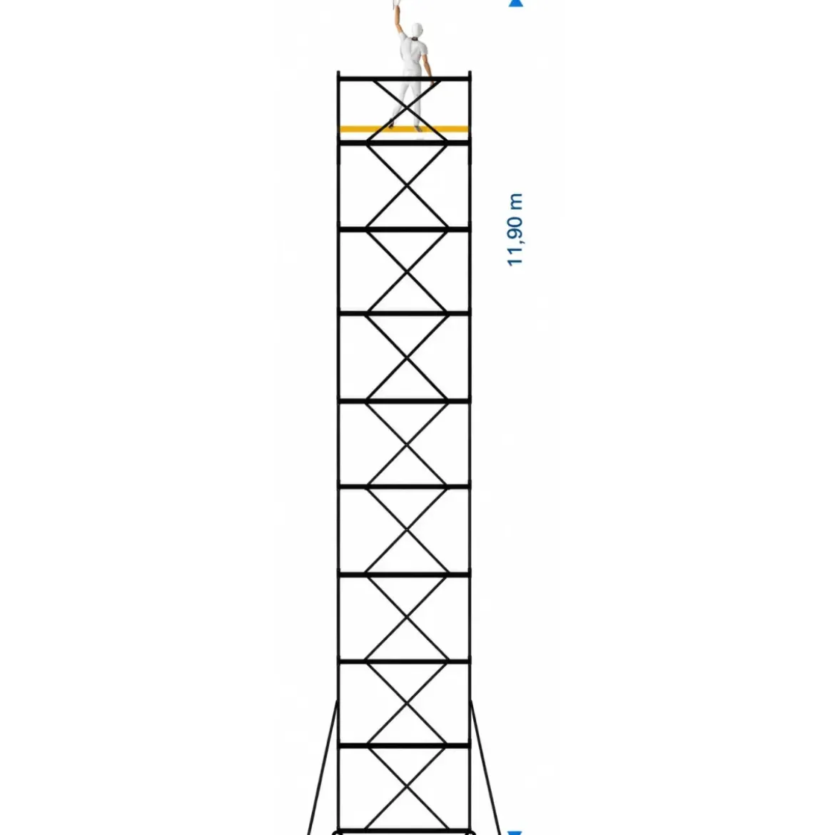 Trabattello Ponteggio Professionale con Botola Parapetto Aste h1190 cm