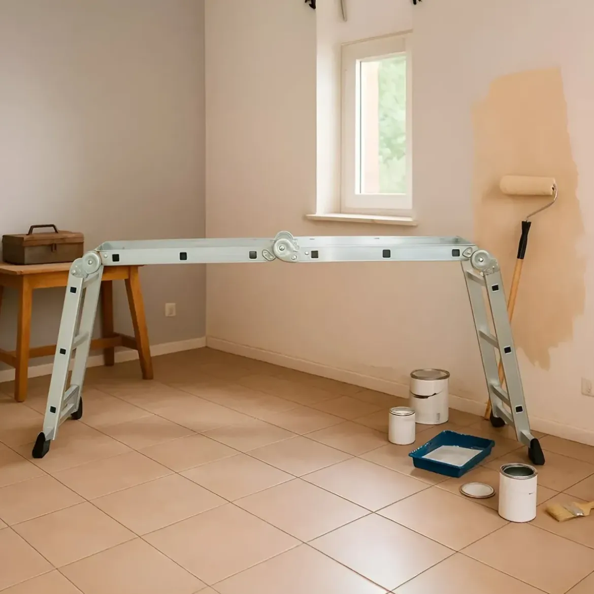 Trabattello Scala 4x3 Multifunzione Max 150kg Lavori Casa Ponteggio Bricolage