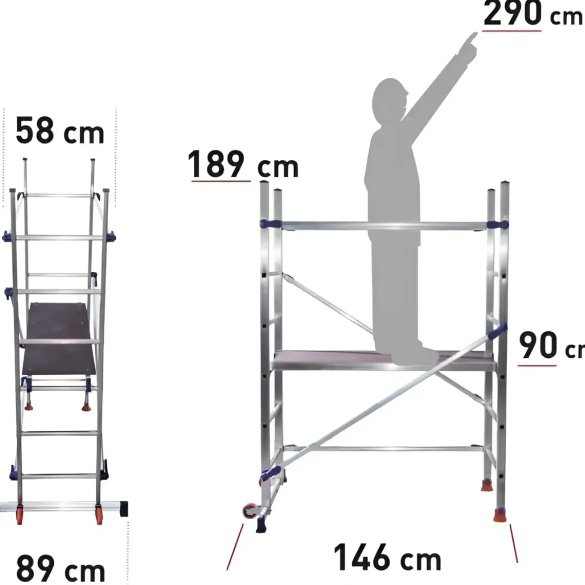 Trabattello uso Domestico in Alluminio Altezza 1.89 mt
