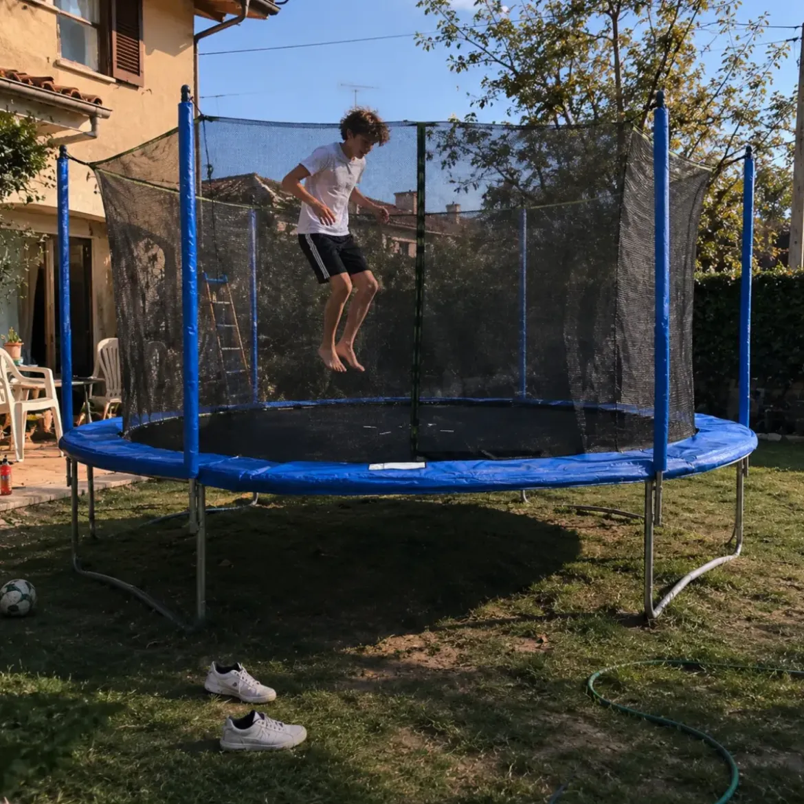 Trampolino Elastico 427 cm per Bambini Adulti Rete Sicurezza Esterno