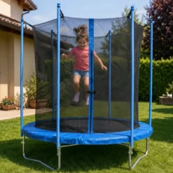 Trampolino Elastico 183 cm per Bambini Rete Sicurezza da Esterno