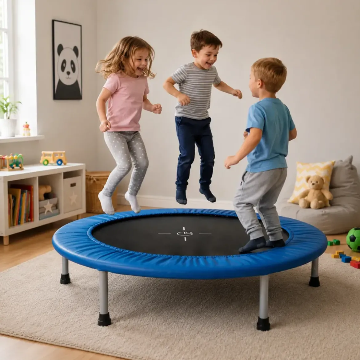 Trampolino Molle da Interno Fitness Bambini Adulti Piedini Antiscivolo
