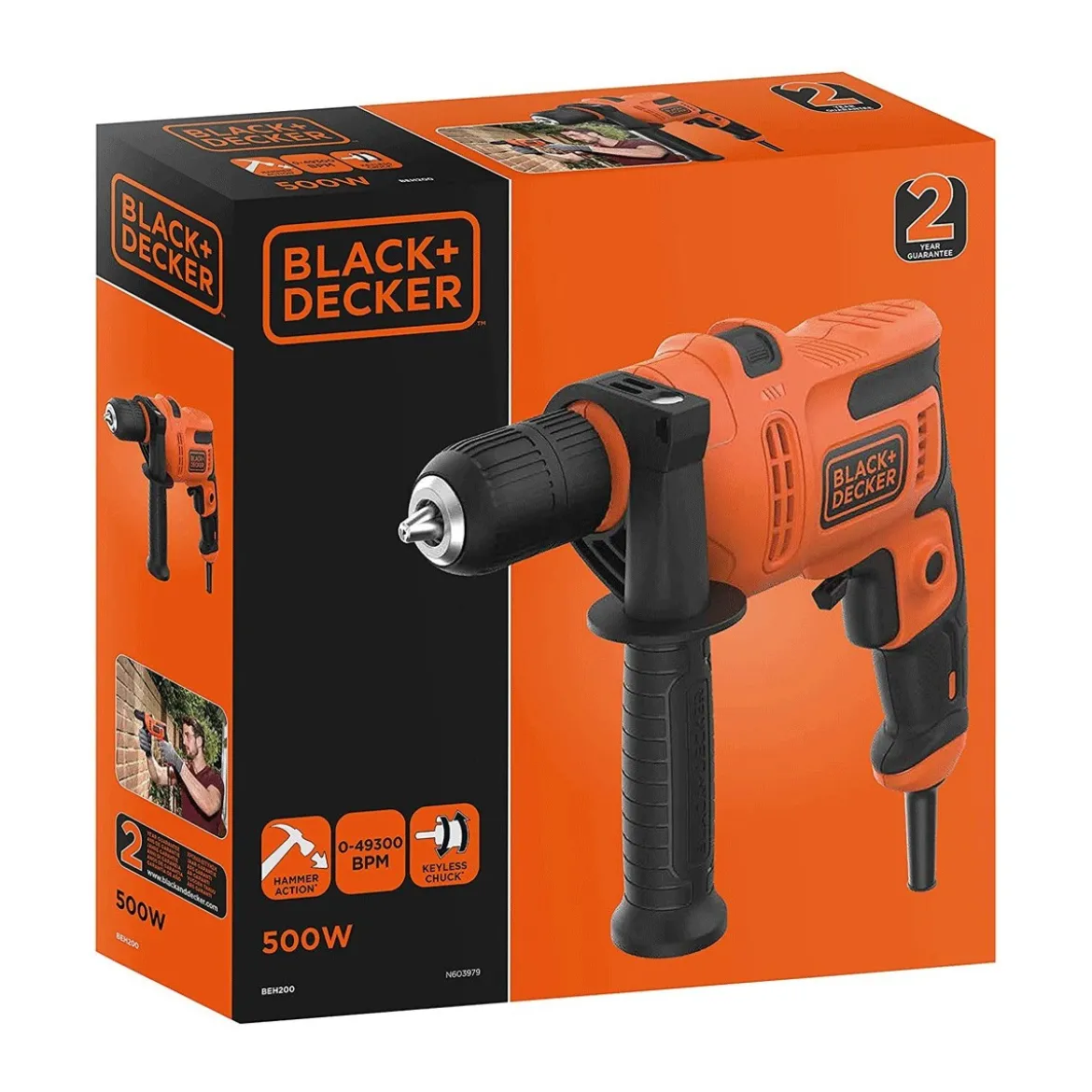 Trapano Avvitatore Black and Decker a Percussione Elettrico Compatto Punte Filo