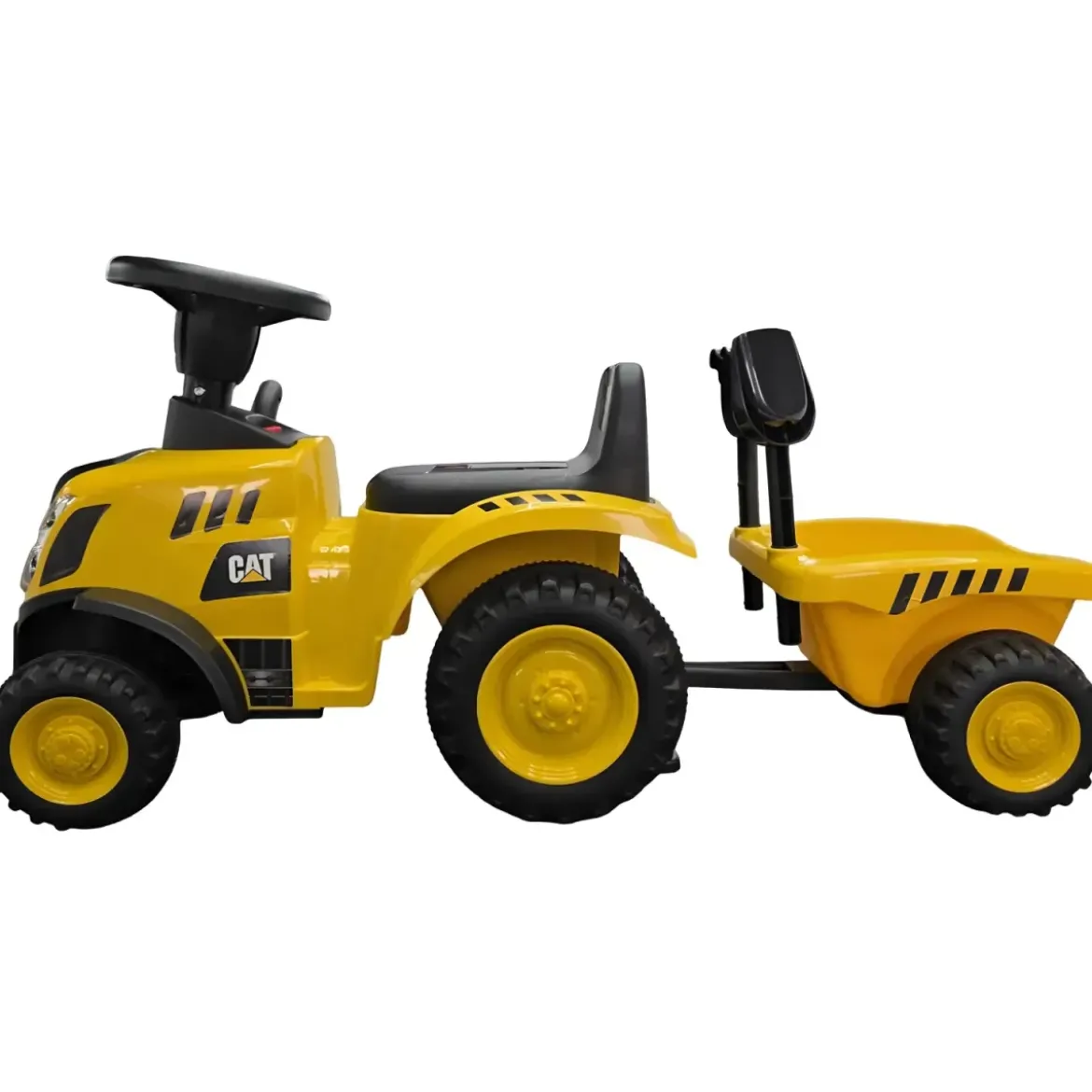 Trattore Caterpillar Cavalcabile per Bambini Giallo con Rimorchio