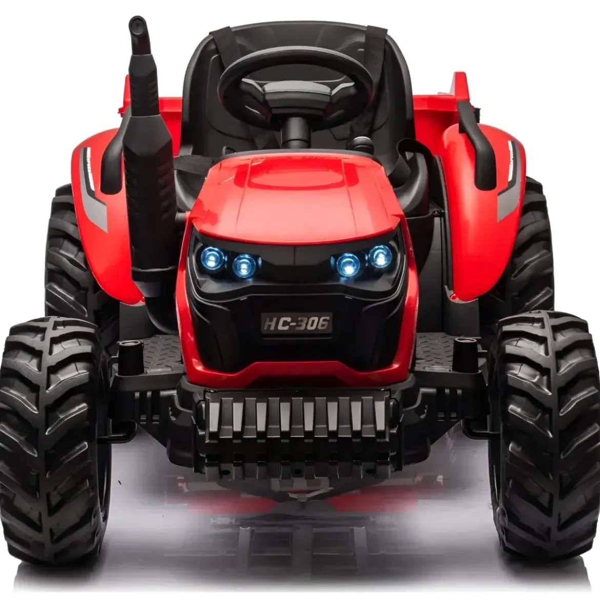 Trattore Elettrico per Bambini 24V Rosso con Rimorchio Ribaltabile