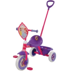 Triciclo Bambini con Maniglia Regolabile Principesse Disney Ruote EVA
