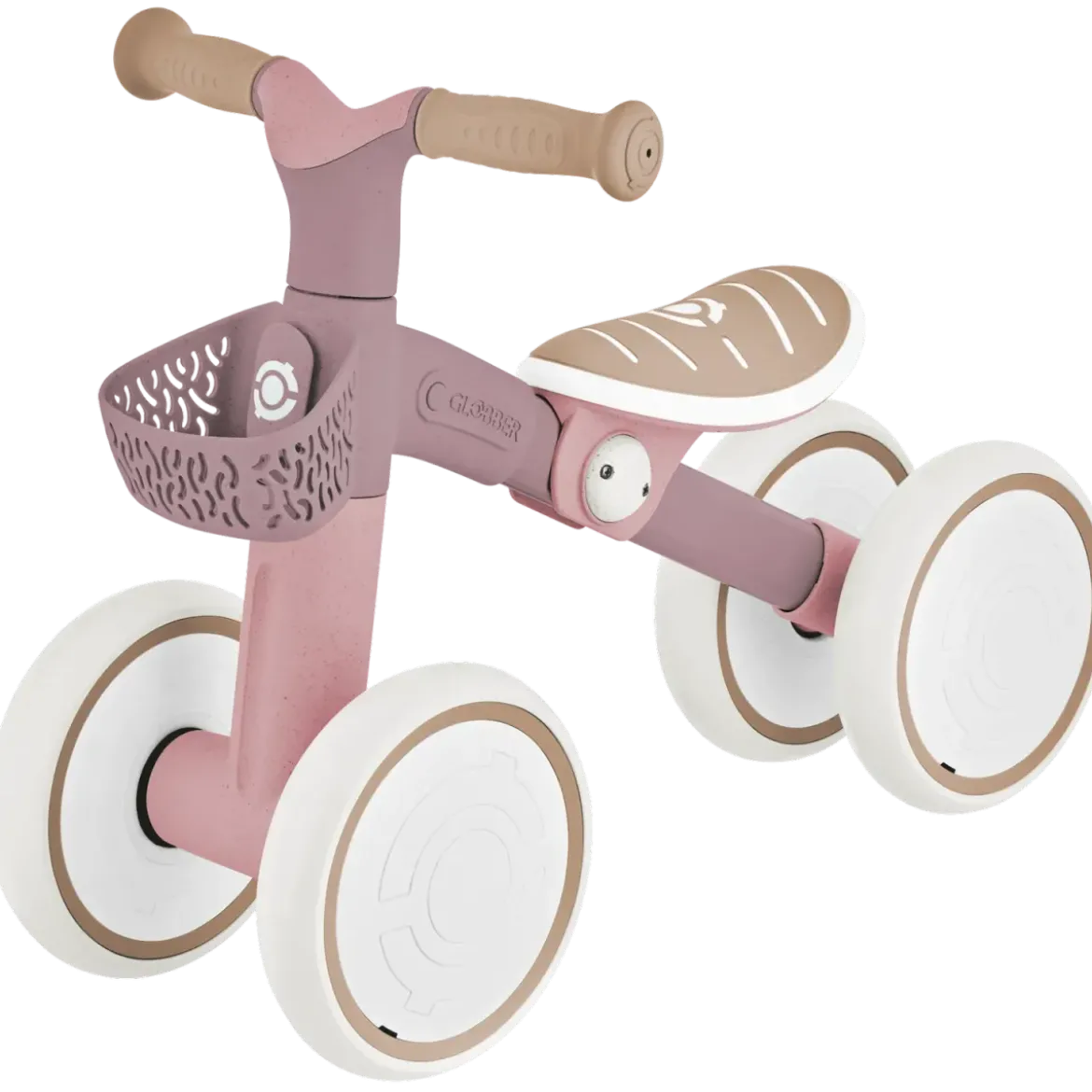 Triciclo Cavalcabile Rosa Ergonomico Ecologico Cestino per Equilibrio