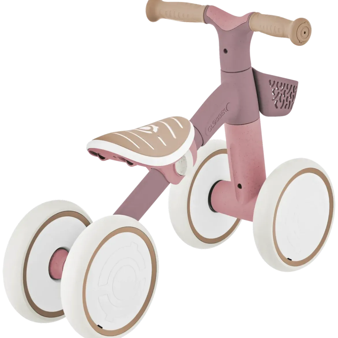 Triciclo Cavalcabile Rosa Ergonomico Ecologico Cestino per Equilibrio