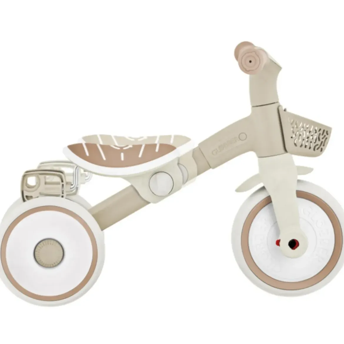 Triciclo Evolutivo Bambini 2 in 1 Beige Regolabile Pedali Rimovibili